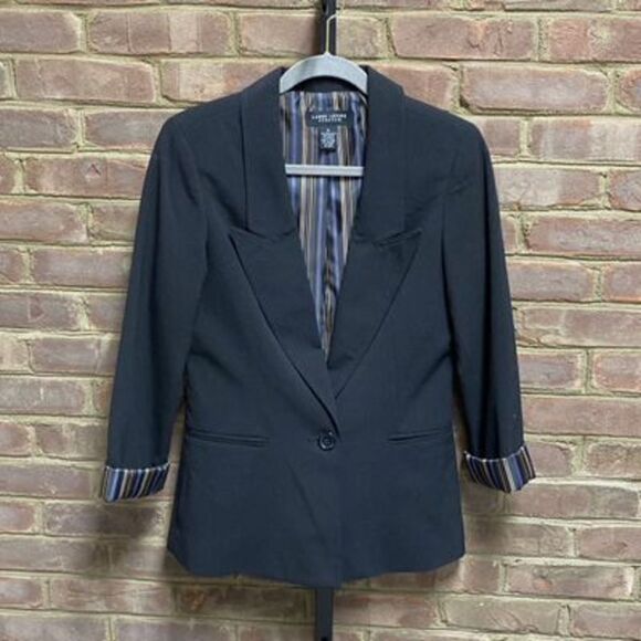 Larry Levine Stretch Black Blazer Size Small New - Picture 2 of 5